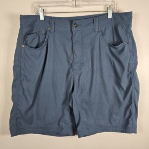 Prana Mens Blue Grey Brion 9" Inseam 5 Pockets Shorts Stretchy Waist 36 Sporty